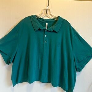 Fabletics “Boxy” Green Short Sleeve Athletic Polo Shirt Women’s Size 4X